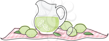 Royalty Free Clipart Image of Limeade in a Pitcher With Limes