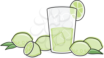 Royalty Free Clipart Image of a Glass of Limeade