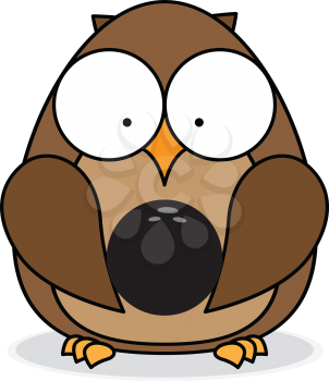 Royalty Free Clipart Image of an Owl With a Bowling Ball