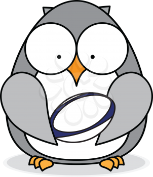 Royalty Free Clipart Image of an Owl With a Rugby Ball