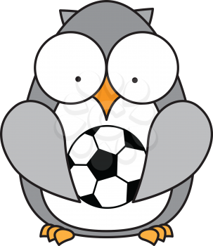 Royalty Free Clipart Image of an Owl With a Soccer Ball
