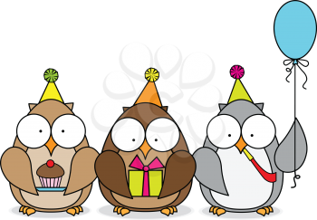Royalty Free Clipart Image of an Owl Party
