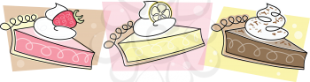 Royalty Free Clipart Image of Three Pies