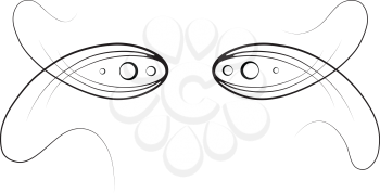 Royalty Free Clipart Image of an Embellishment That Could be Fish or Eyes
