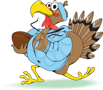 Royalty Free Clipart Image of a Turkey With a Football