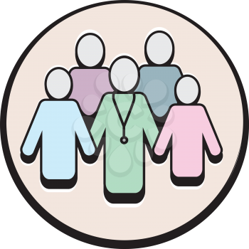 Royalty Free Clipart Image of a Medical Team in a Circle