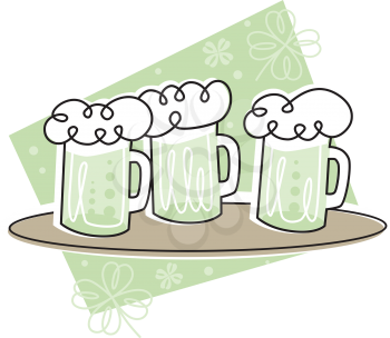 Royalty Free Clipart Image of Green Beers