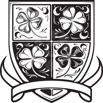 Royalty Free Clipart Image of a Clover Shield
