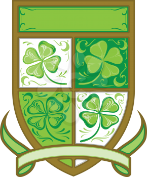 Royalty Free Clipart Image of a Clover Shield