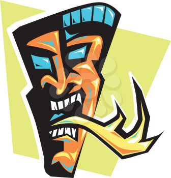 Royalty Free Clipart Image of a Tiki Mask
