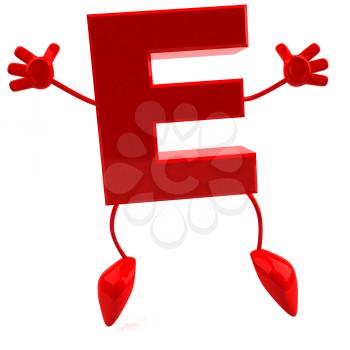 Royalty Free 3d Clipart Image of the Letter E Jumping