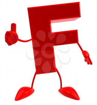 Royalty Free 3d Clipart Image of the Letter F Giving a Thumbs Up