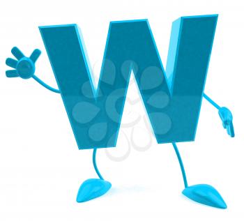 Royalty Free 3d Clipart Image of the Letter W Waving