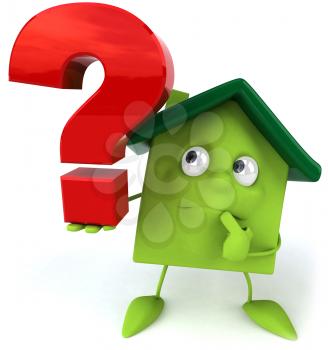 Royalty Free Clipart Image of a House With a Question Mark