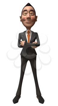 Royalty Free 3d Clipart Image of an Asian Businessman Standing With His Arms Crossed