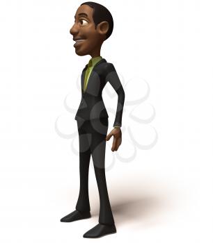 Royalty Free 3d Clipart Image of an African American Businessman Smiling