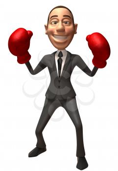 Royalty Free 3d Clipart Image of a Businessman Wearing Red Boxing Gloves