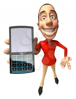 Royalty Free 3d Clipart Image of a Man Holding a Cell Phone