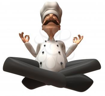Royalty Free 3d Clipart Image of a Chef Meditating