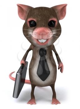 Royalty Free Clipart Image of a Mouse With a Briefcase and Wearing a Tie