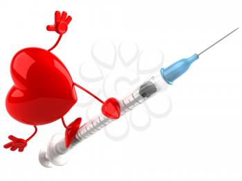 Royalty Free Clipart Image of a Heart on a Syringe