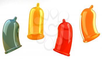 Royalty Free 3d Clipart Image of Colorful Condoms