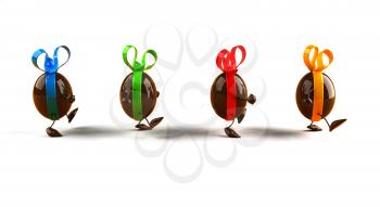 Royalty Free 3d Clipart Image of Chocolate Easter Eggs