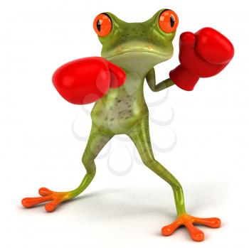 Royalty Free Clipart Image of a Frog Wearing Boxing Gloves