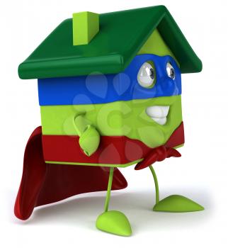 Royalty Free Clipart Image of a Green House Super Hero