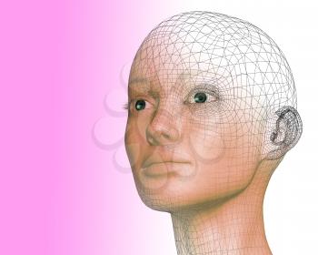 Royalty Free 3d Clipart Image of a Bald Woman's Head
