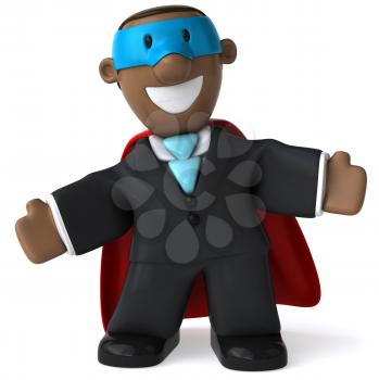 Royalty Free Clipart Image of a Happy Superhero Businessman