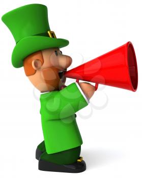 Royalty Free Clipart Image of a Leprechaun With Bullhorn
