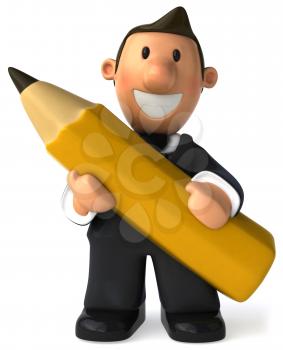 Royalty Free Clipart Image of a Businessman Holding a Pencil
