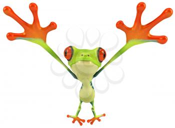 Royalty Free Clipart Image of a Frog With Its Legs Out