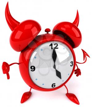 Royalty Free Clipart Image of an Alarm Clock Giving a Thumbs Down