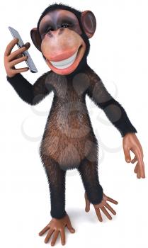Royalty Free Clipart Image of a Monkey With a Cellphone