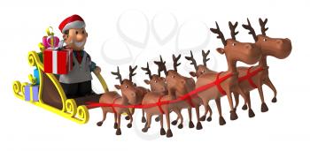 Royalty Free Clipart Image of a Doctors in a Santa Hat Riding Santas Sleigh