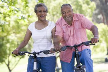 Royalty Free Photo of a Senior Couple on Bicycles