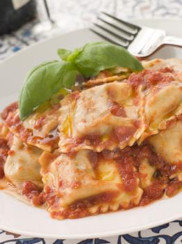 Royalty Free Photo of a Plate of Ravioli