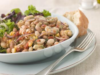 Royalty Free Photo of a Bean Salad With Bread