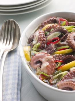 Royalty Free Photo of Marinated Baby Octopus Salad with Chili