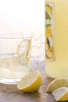 Royalty Free Photo of a Glass and Bottle of of Limoncello