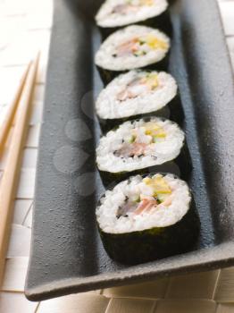 Royalty Free Photo of Large Spiral Rolled Sushi