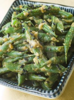 Royalty Free Photo of Miso Green Beans with Peanut Sauce