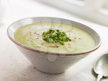 Royalty Free Photo of Chilled Avocado Chili and Cumin Soup
