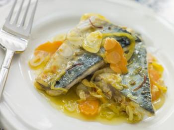 Royalty Free Photo of a Plate of Sardine Escabeche