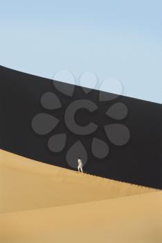 Royalty Free Photo of a Man Walking in a Desert