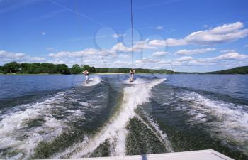 Royalty Free Photo of Two People Water Skiing