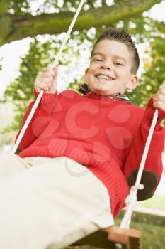 Royalty Free Photo of a Young Boy on a Swing
