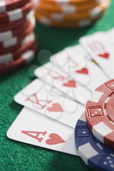 Royalty Free Photo of a Royal Flush in a Hearts